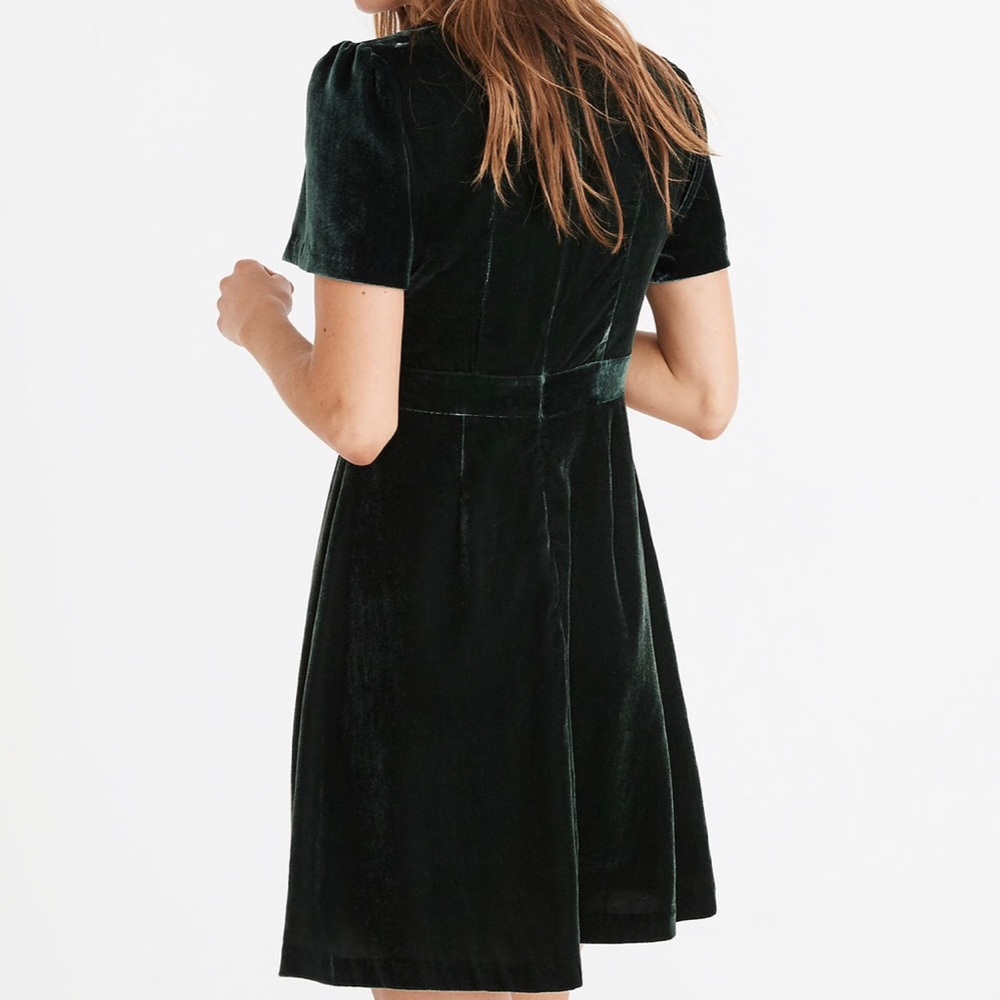 Madewell Velvet Mini Dress Spruce Green 4 6 8 NWT - Picture 3 of 6
